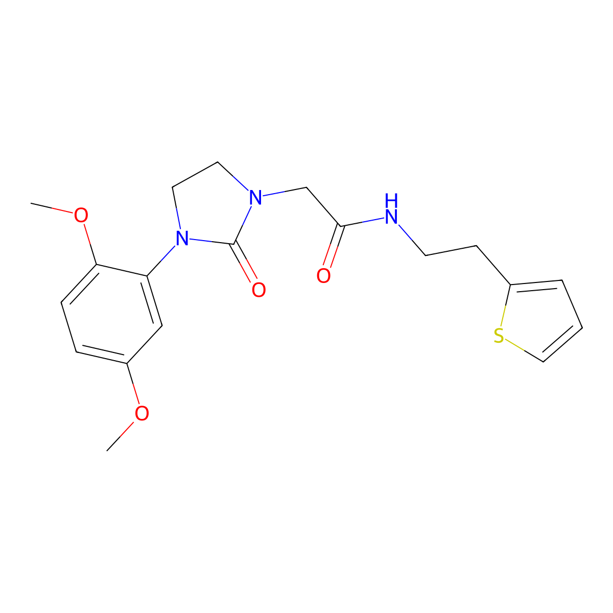 2-[3-(2,5-dimethoxyphenyl)-2-oxoimidazolidin-1-yl]-N-[2-(thiophen-2-yl)ethyl]acetamide molecular structure, CAS 1325751-41-4