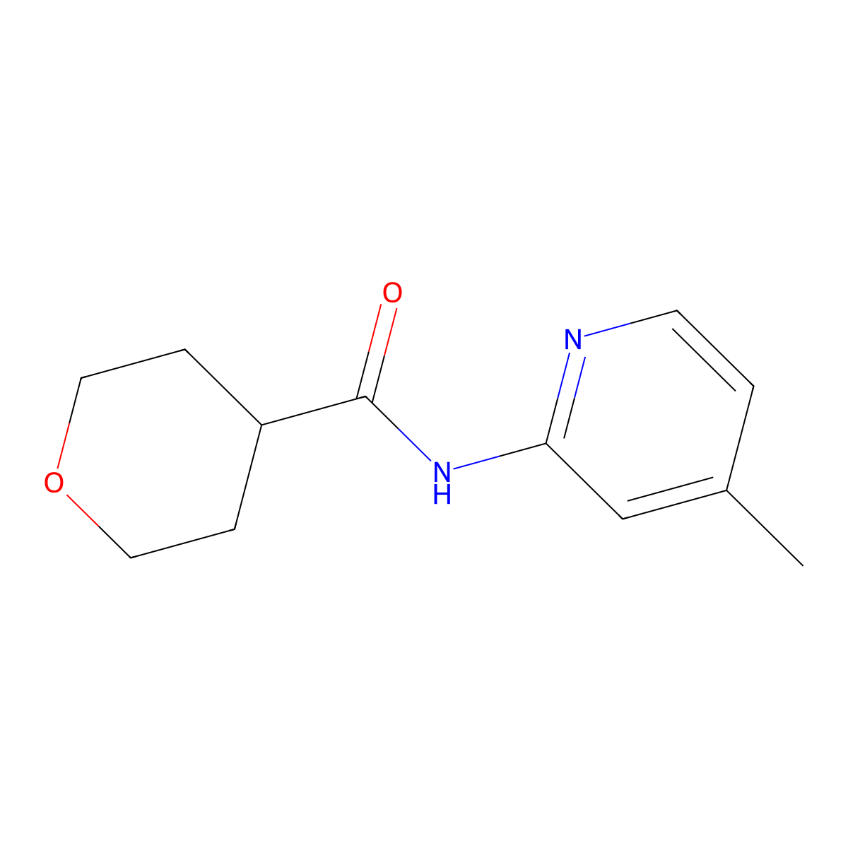 N-(4-methylpyridin-2-yl)oxane-4-carboxamide molecular structure, CAS 1325987-29-8