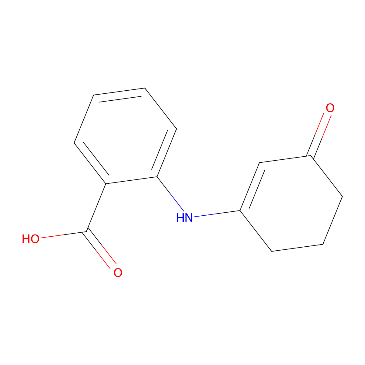 2-((3-Oxocyclohex-1-enyl)amino)benzoic acid molecular structure, CAS 132600-13-6