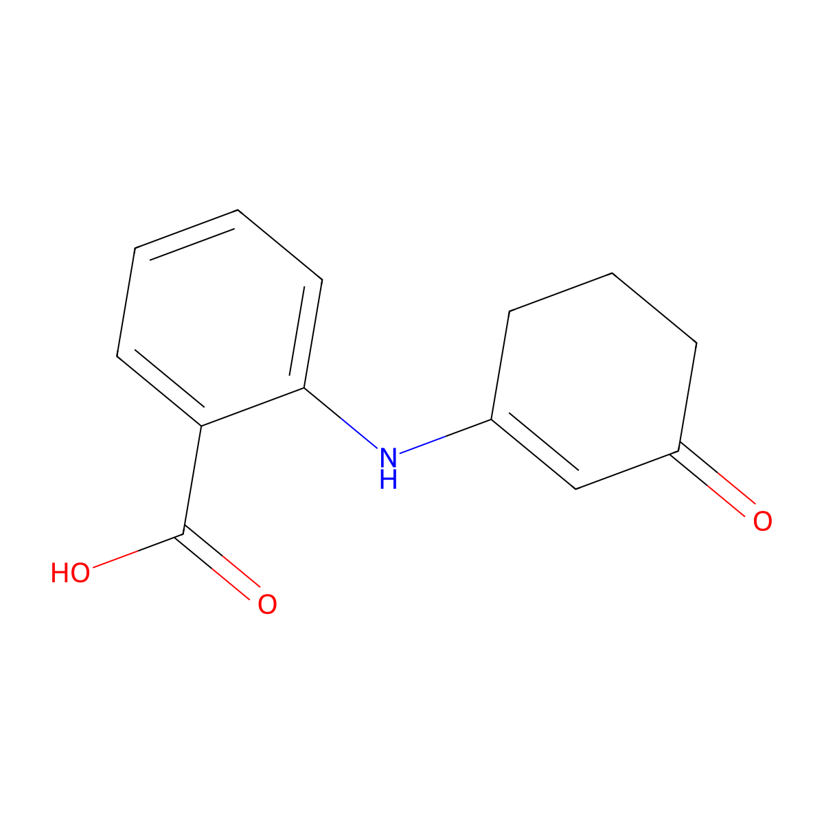 2-((3-Oxocyclohex-1-enyl)amino)benzoic acid molecular structure, CAS 132600-13-6