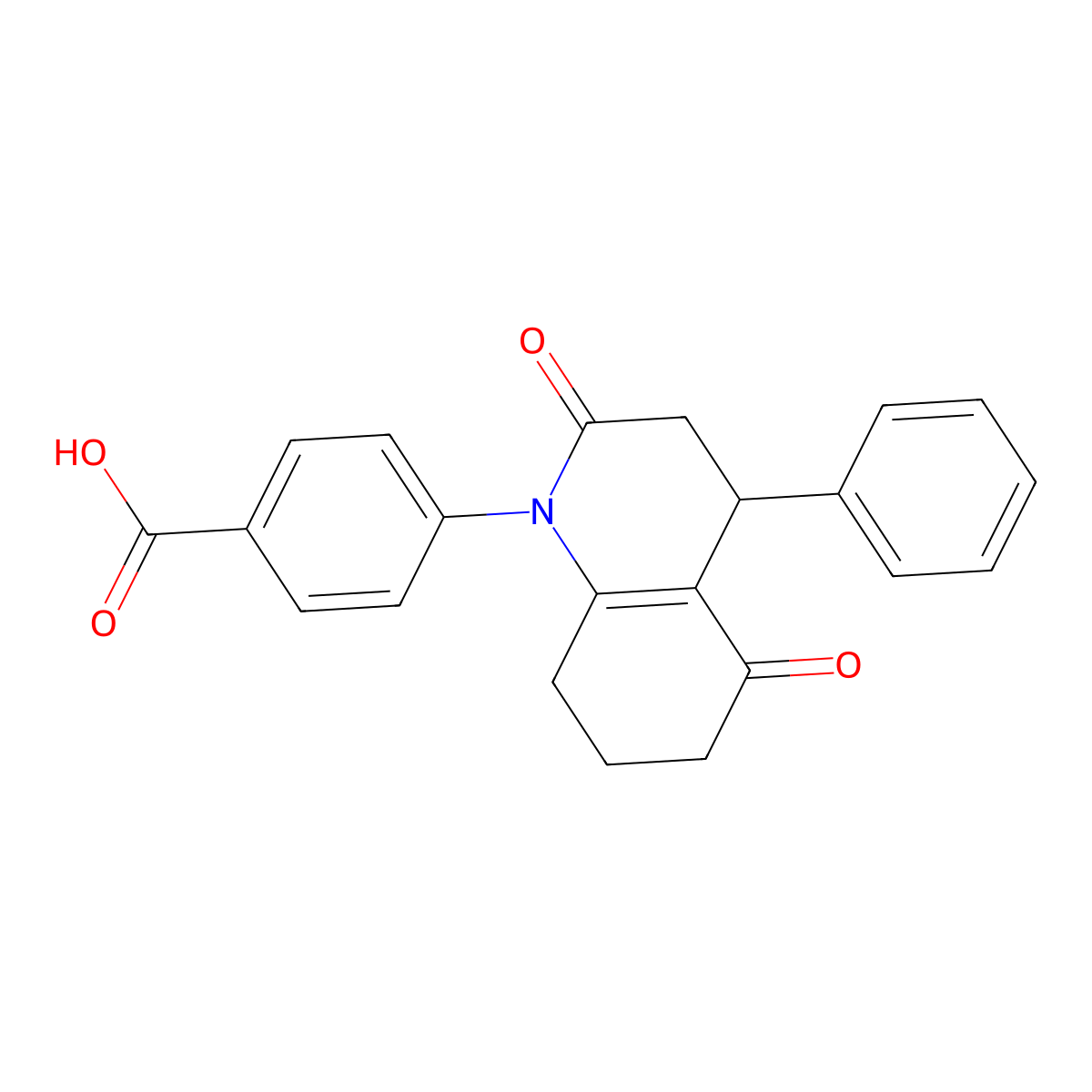 4-(2,5-Dioxo-4-phenyl-3,4,5,6,7,8-hexahydro-2H-quinolin-1-yl)-benzoic acid molecular structure, CAS 132600-15-8