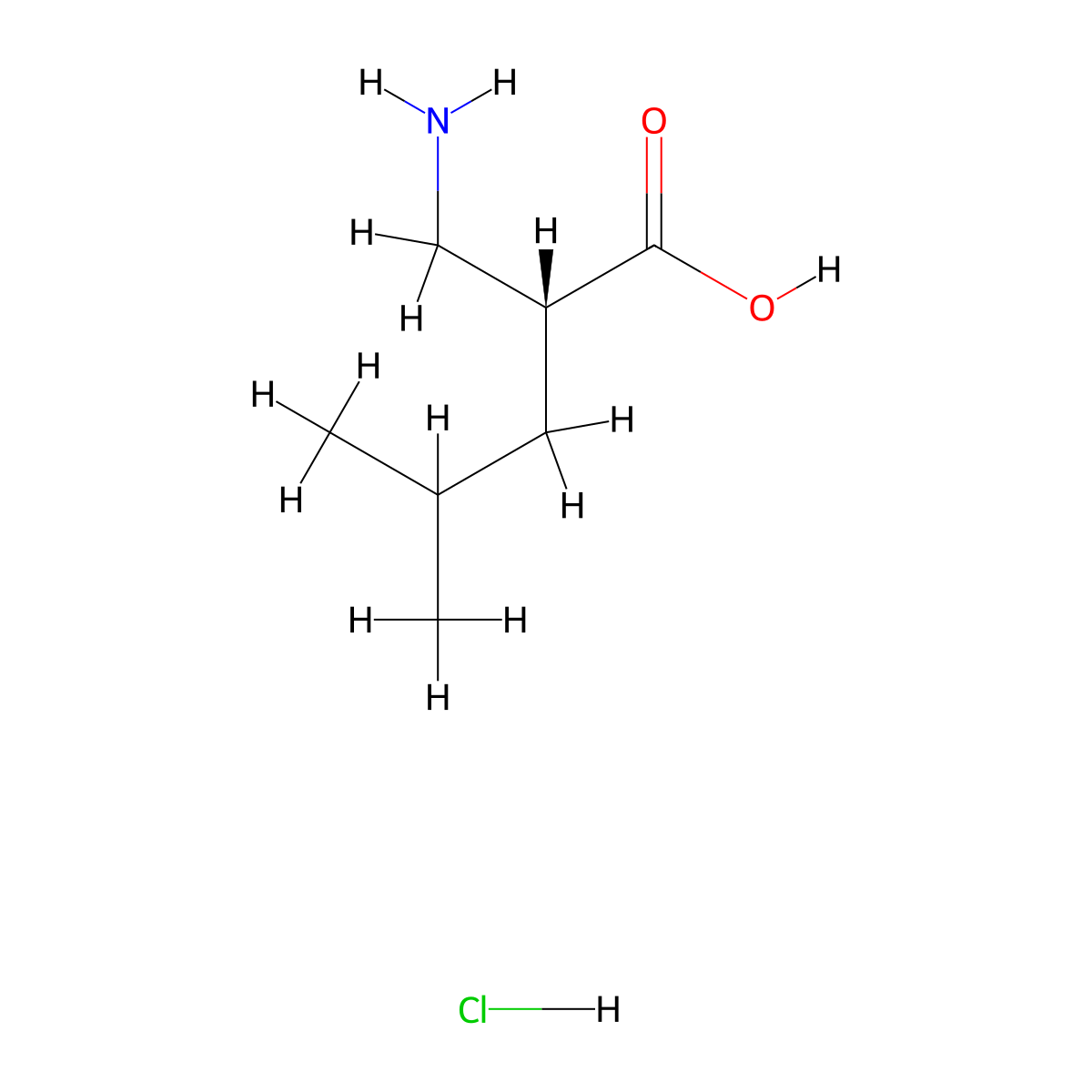 (R)-2-(Aminomethyl)-4-methylpentanoic acid hydrochloride molecular structure, CAS 132605-95-9