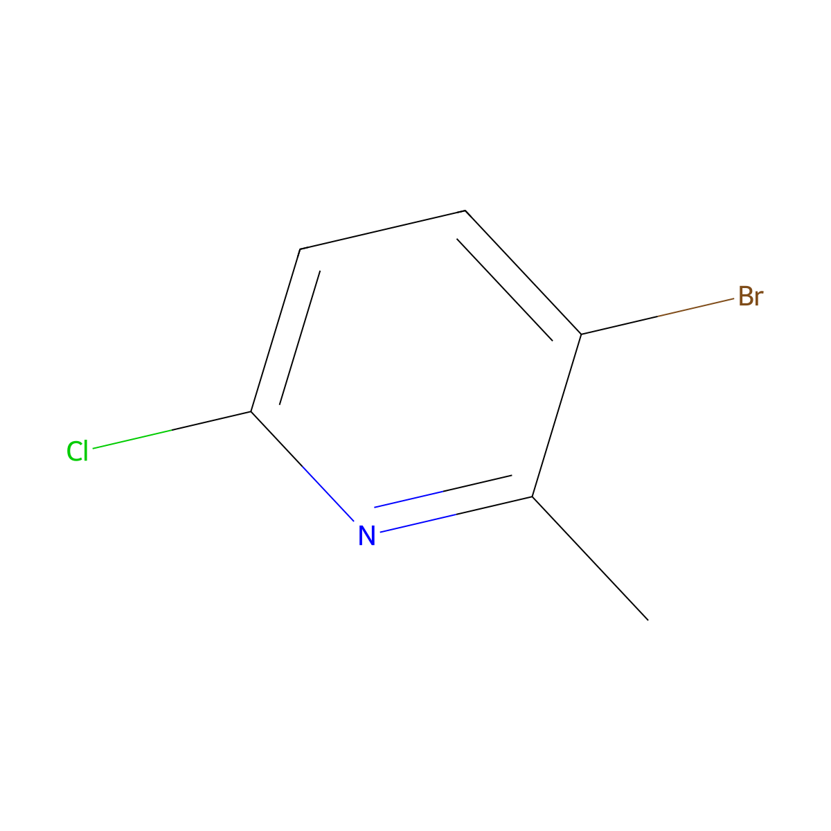 3-Bromo-6-chloro-2-methylpyridine molecular structure, CAS 132606-40-7