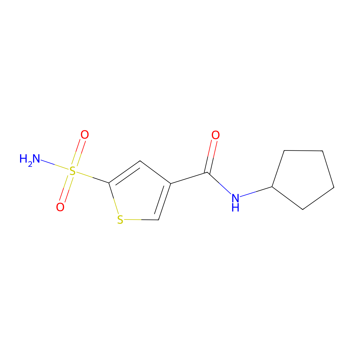 N-cyclopentyl-5-sulfamoylthiophene-3-carboxamide molecular structure, CAS 1326181-94-5