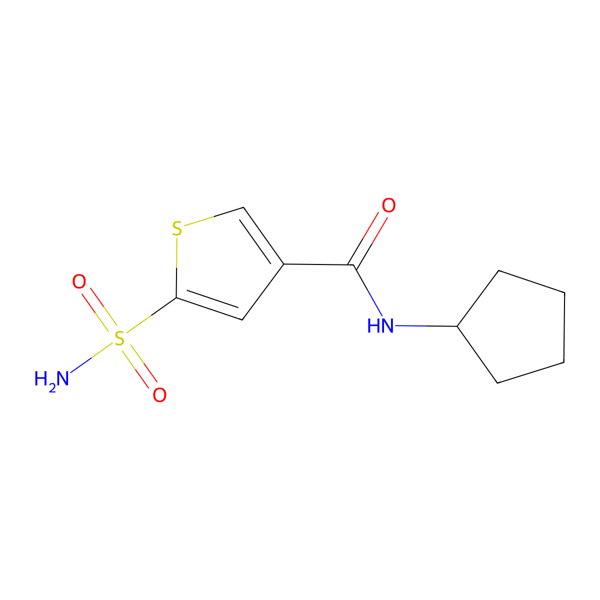 N-cyclopentyl-5-sulfamoylthiophene-3-carboxamide molecular structure, CAS 1326181-94-5