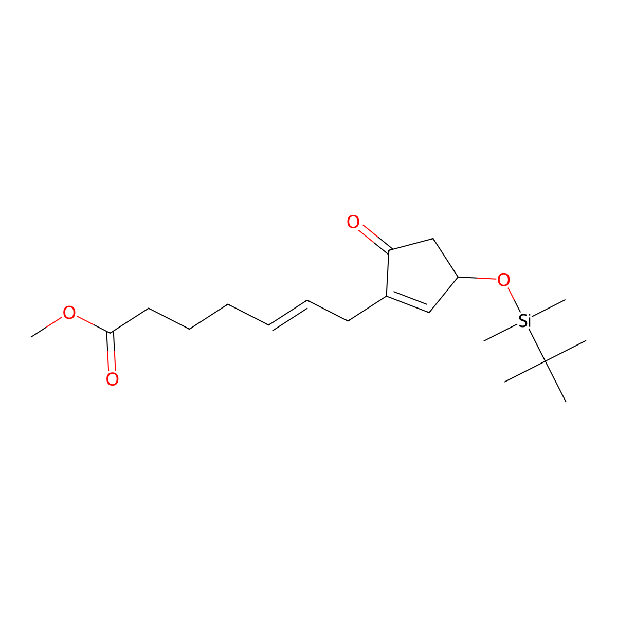 (R,Z)-Methyl 7-(3-((tert-butyldimethylsilyl)-oxy)-5-oxocyclopent-1-en-1-yl)hept-5-enoate molecular structure, CAS 132619-70-6