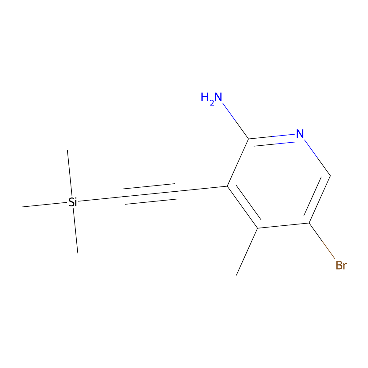 2-Amino-5-bromo-4-methyl-3-[(trimethylsilyl)ethynyl]pyridine molecular structure, CAS 1326216-30-1