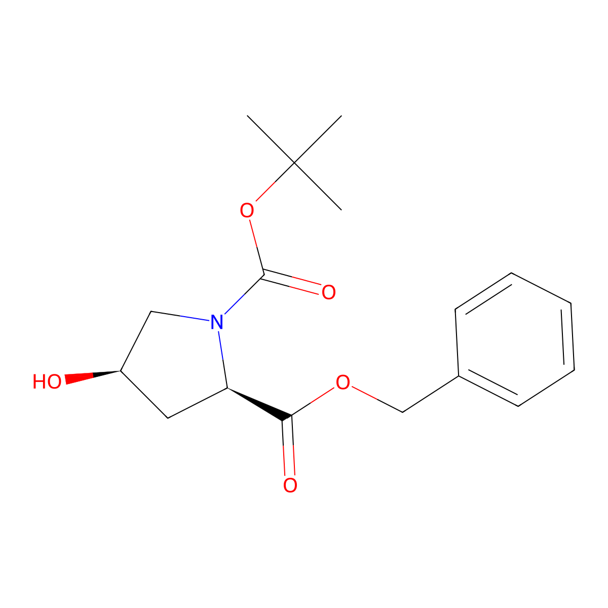 Benzyl (4R)-1-Boc-4-hydroxy-D-prolinate molecular structure, CAS 132622-92-5