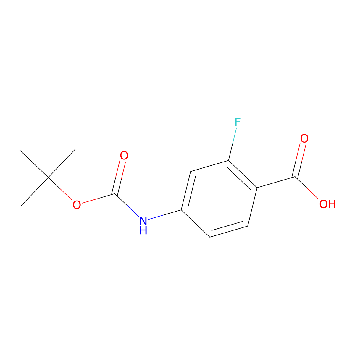 4-((tert-Butoxycarbonyl)amino)-2-fluorobenzoic acid molecular structure, CAS 1326229-56-4