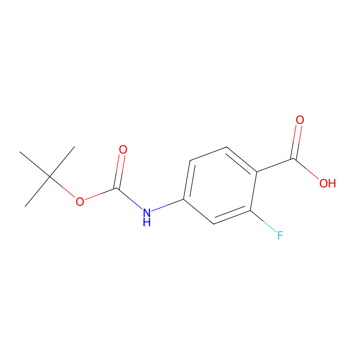 4-((tert-Butoxycarbonyl)amino)-2-fluorobenzoic acid molecular structure, CAS 1326229-56-4
