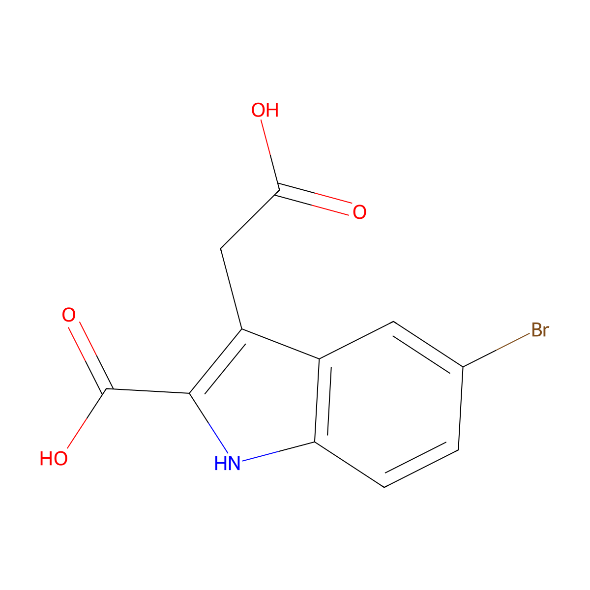 (5-Bromo-2-carboxy-1H-indol-3-yl)acetic acid molecular structure, CAS 132623-09-7