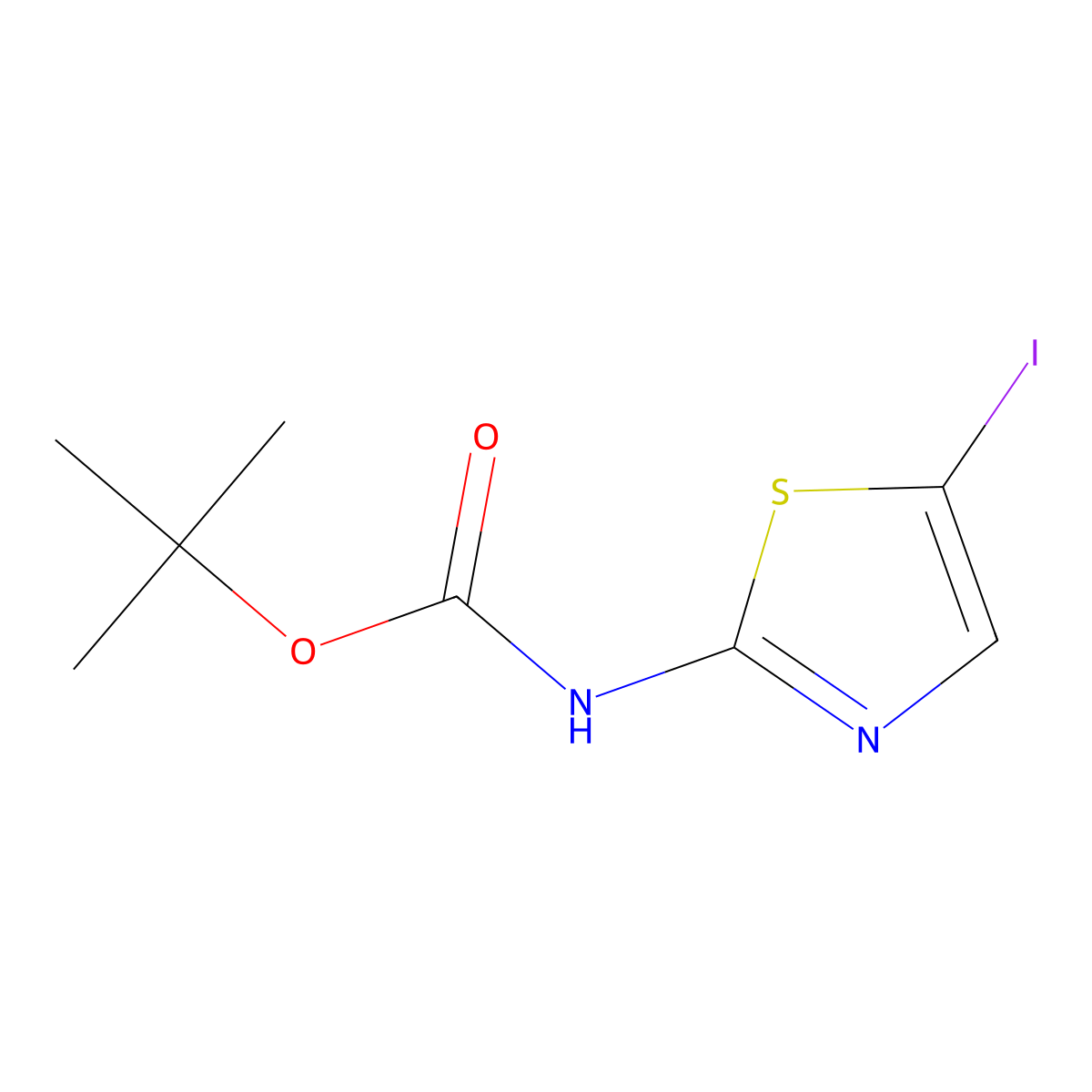 tert-butyl N-(5-iodo-1,3-thiazol-2-yl)carbamate molecular structure, CAS 1326236-62-7