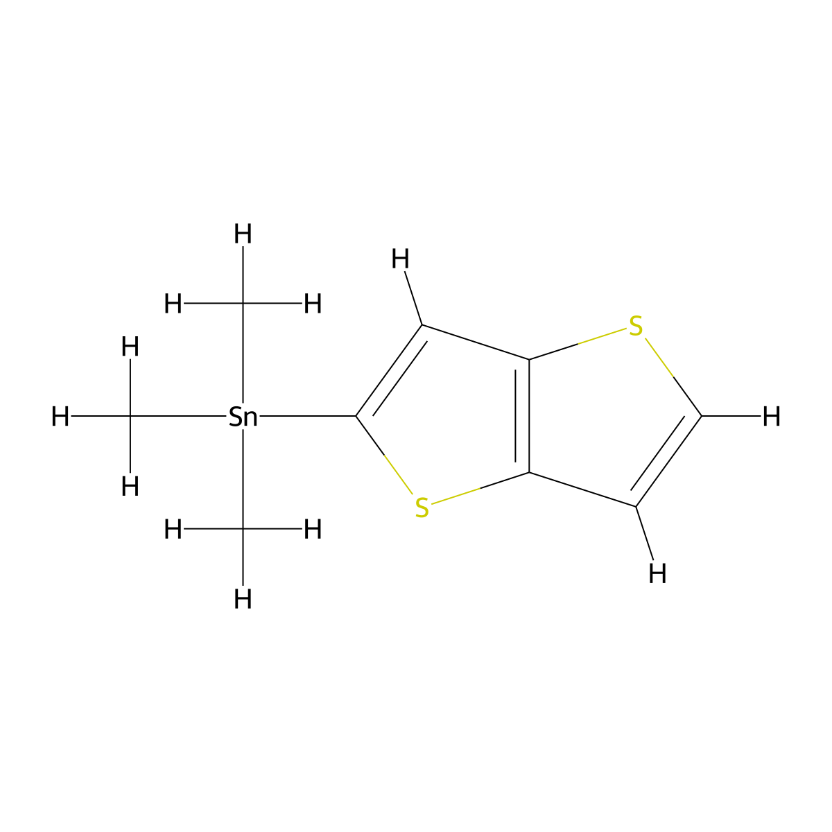 Trimethyl(thieno[3,2-b]thiophen-2-yl)stannane molecular structure, CAS 1326239-98-8