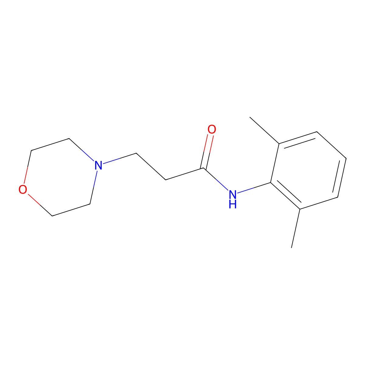 N-(2,6-Dimethylphenyl)-3-(4-morpholinyl)propanamide molecular structure, CAS 132624-18-1