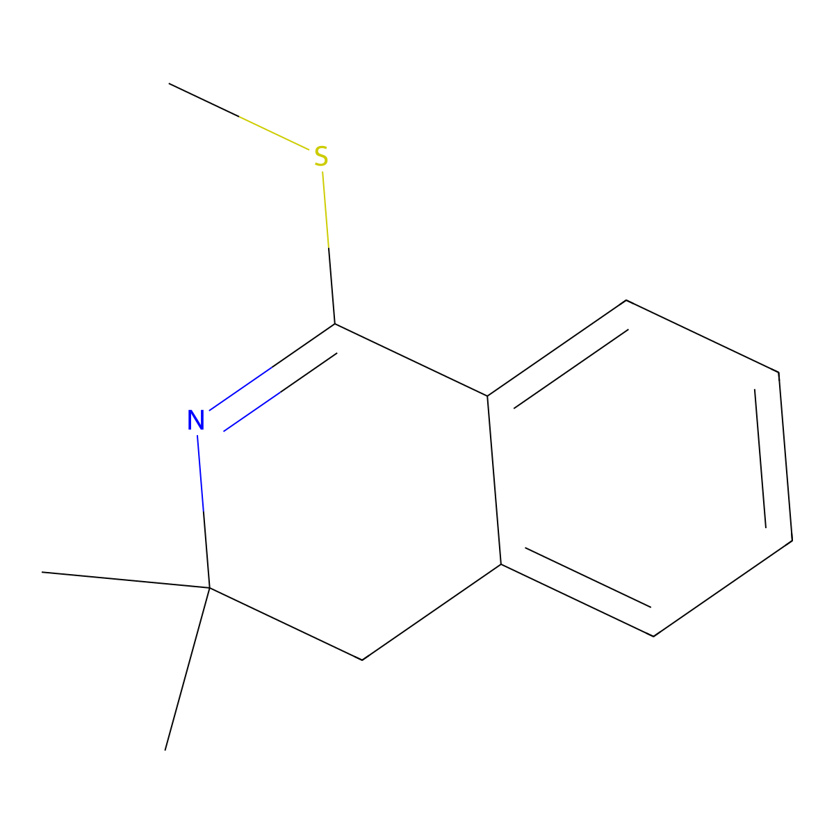 Isoquinoline, 3,4-dihydro-3,3-dimethyl-1-(methylthio)- molecular structure, CAS 132628-97-8