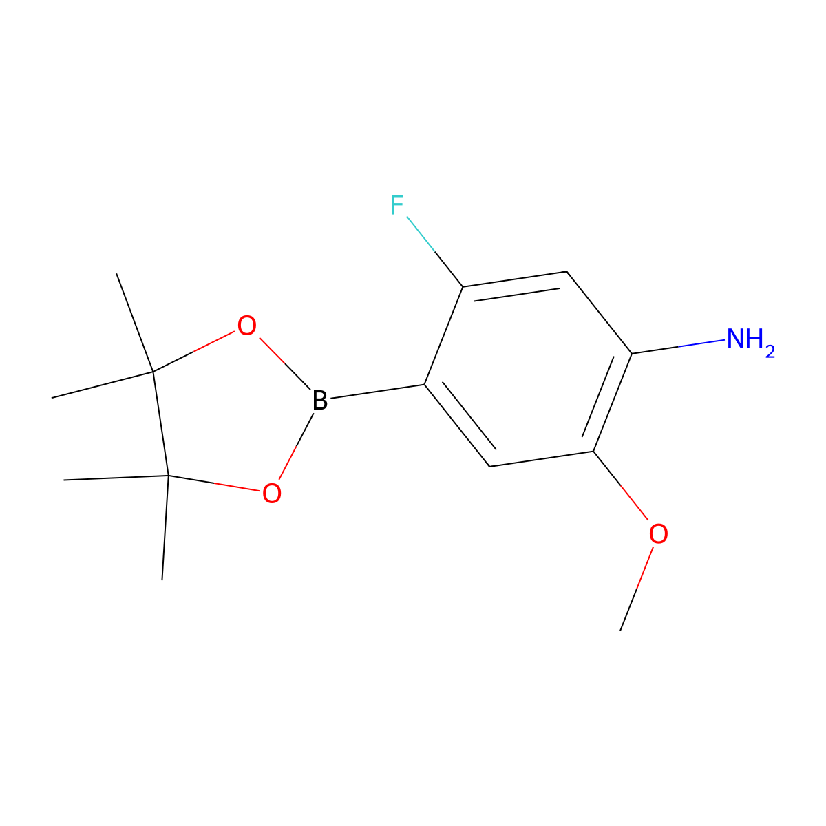 5-Fluoro-2-methoxy-4-(4,4,5,5-tetramethyl-1,3,2-dioxaborolan-2-yl)aniline molecular structure, CAS 1326283-60-6