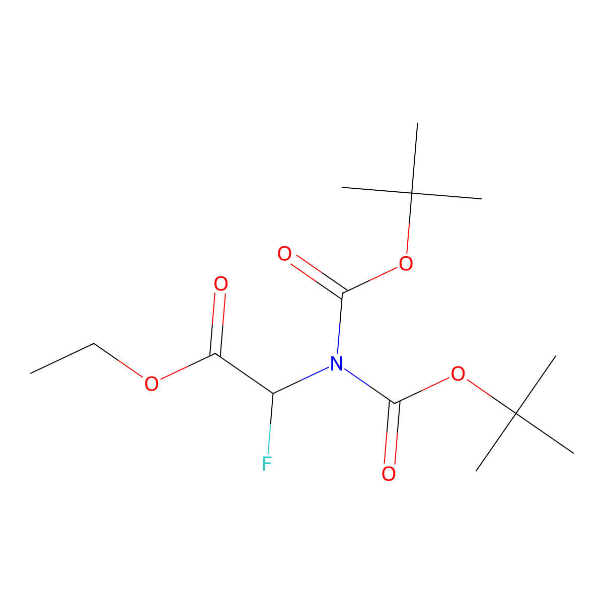 Ethyl 2-{bis[(tert-butoxy)carbonyl]amino}-2-fluoroacetate molecular structure, CAS 132629-27-7