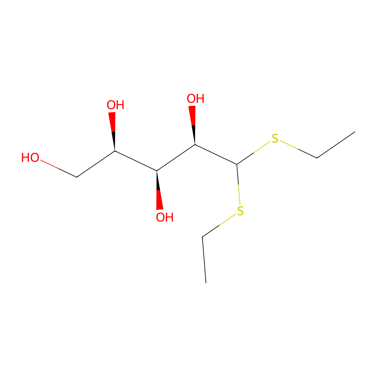 (2R,3S,4R)-5,5-bis(ethylsulfanyl)pentane-1,2,3,4-tetrol molecular structure, CAS 13263-74-6