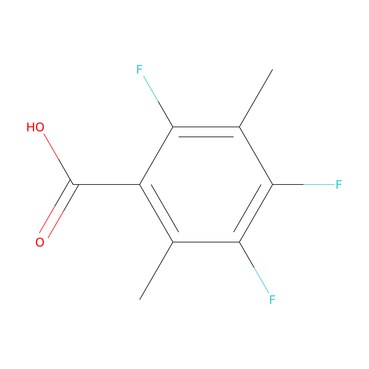 2,4,5-Trifluoro-3,6-dimethyl-benzoic acid molecular structure, CAS 132630-87-6
