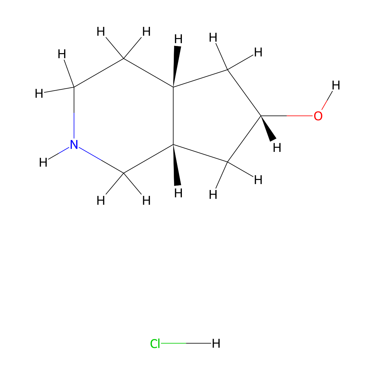 rac-(4aR,6S,7aS)-octahydro-1H-cyclopenta[c]pyridin-6-ol hydrochloride molecular structure, CAS 1326303-32-5