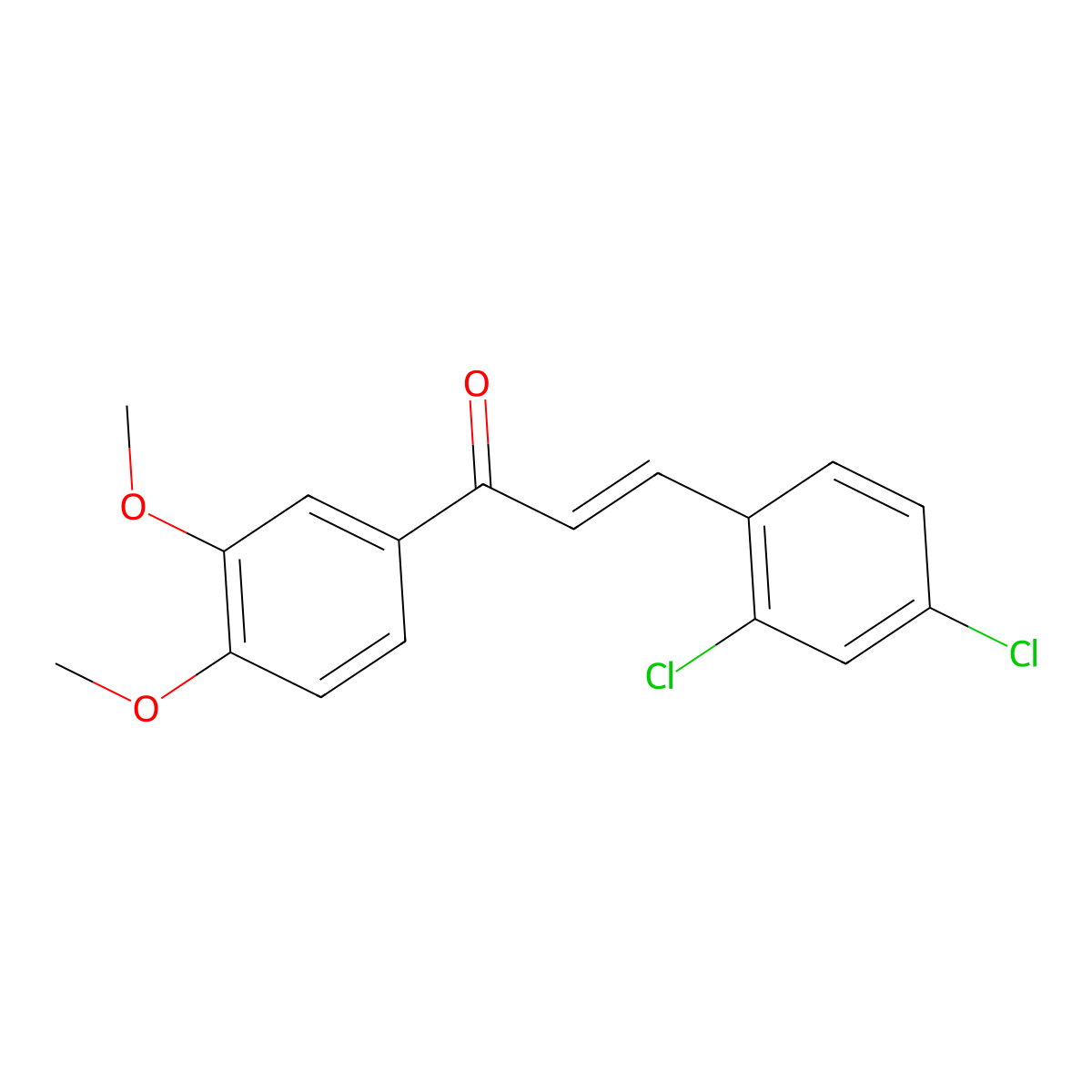 (2E)-3-(2,4-dichlorophenyl)-1-(3,4-dimethoxyphenyl)prop-2-en-1-one molecular structure, CAS 1326319-02-1