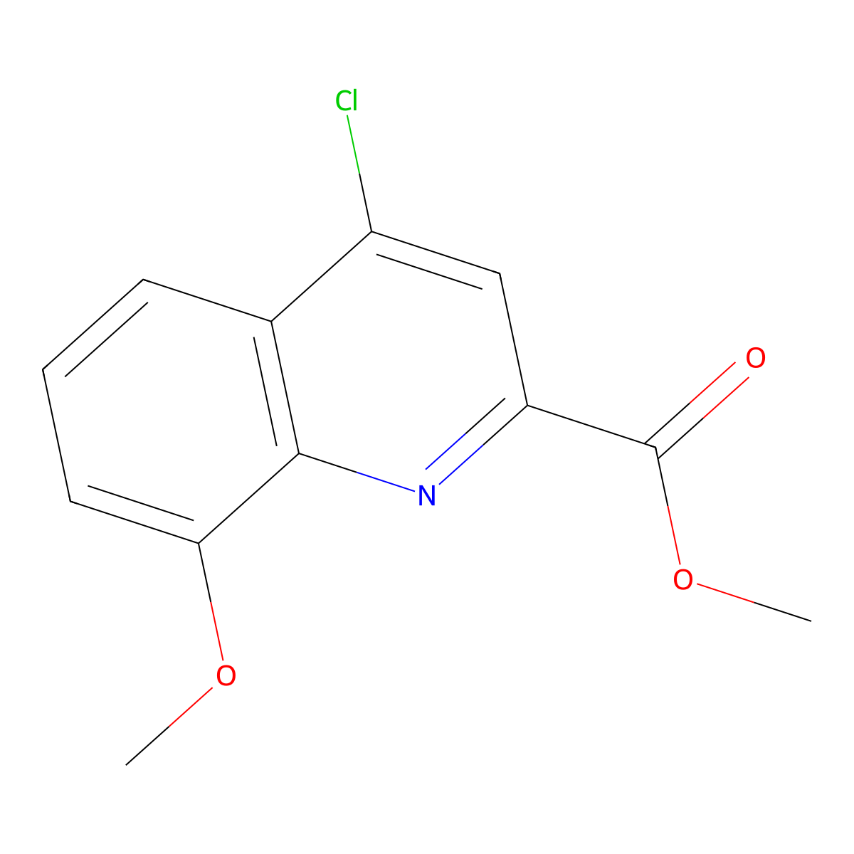 Methyl 4-chloro-8-methoxyquinoline-2-carboxylate molecular structure, CAS 132634-27-6