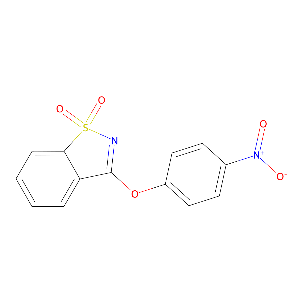 1,2-Benzisothiazole, 3-(4-nitrophenoxy)-, 1,1-dioxide molecular structure, CAS 132636-65-8