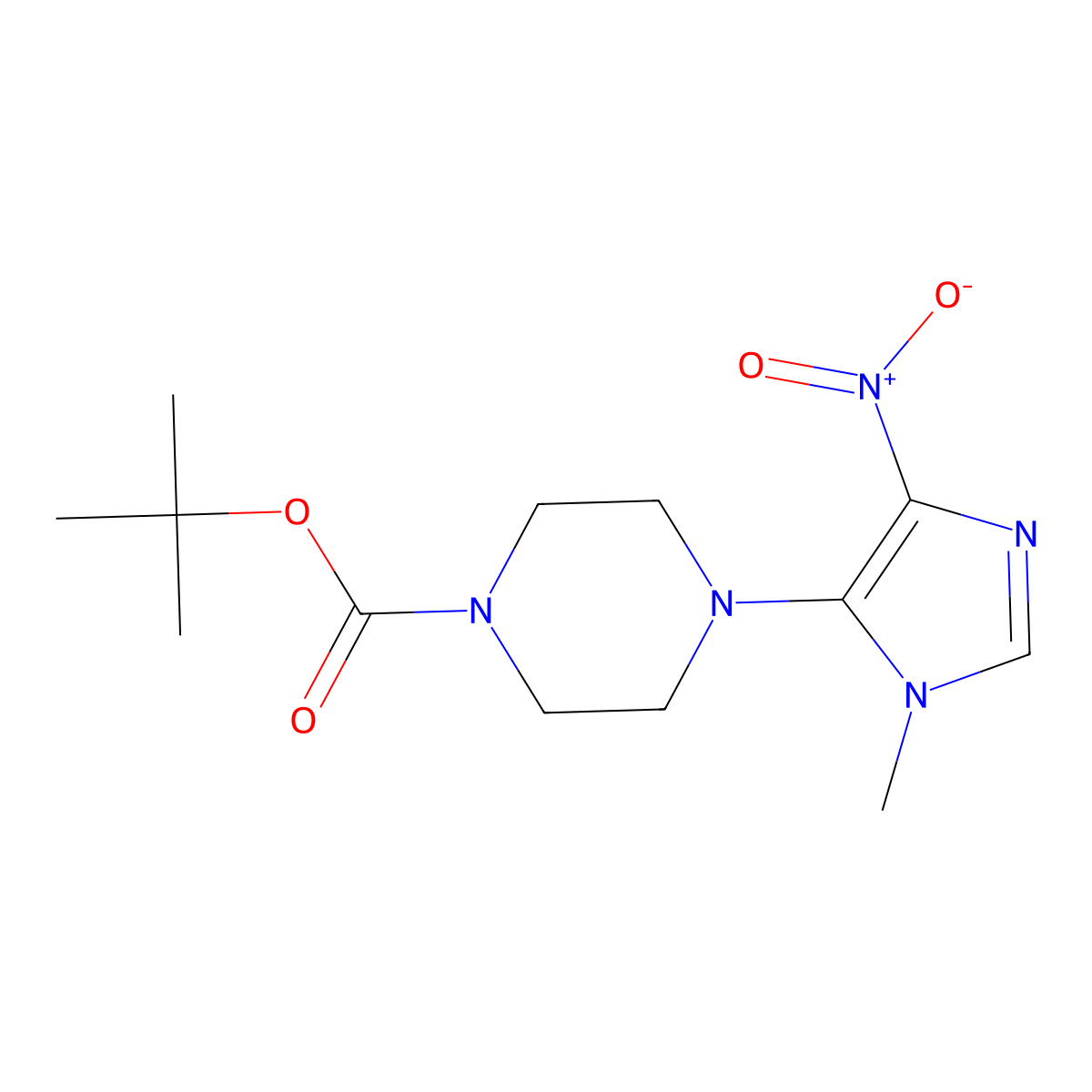 tert-butyl 4-(1-methyl-4-nitro-1H-imidazol-5-yl)piperazine-1-carboxylate molecular structure, CAS 1326394-41-5