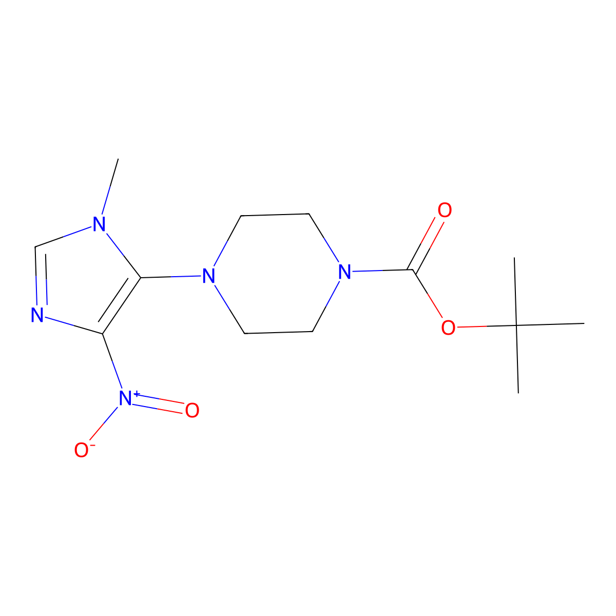 tert-butyl 4-(1-methyl-4-nitro-1H-imidazol-5-yl)piperazine-1-carboxylate molecular structure, CAS 1326394-41-5