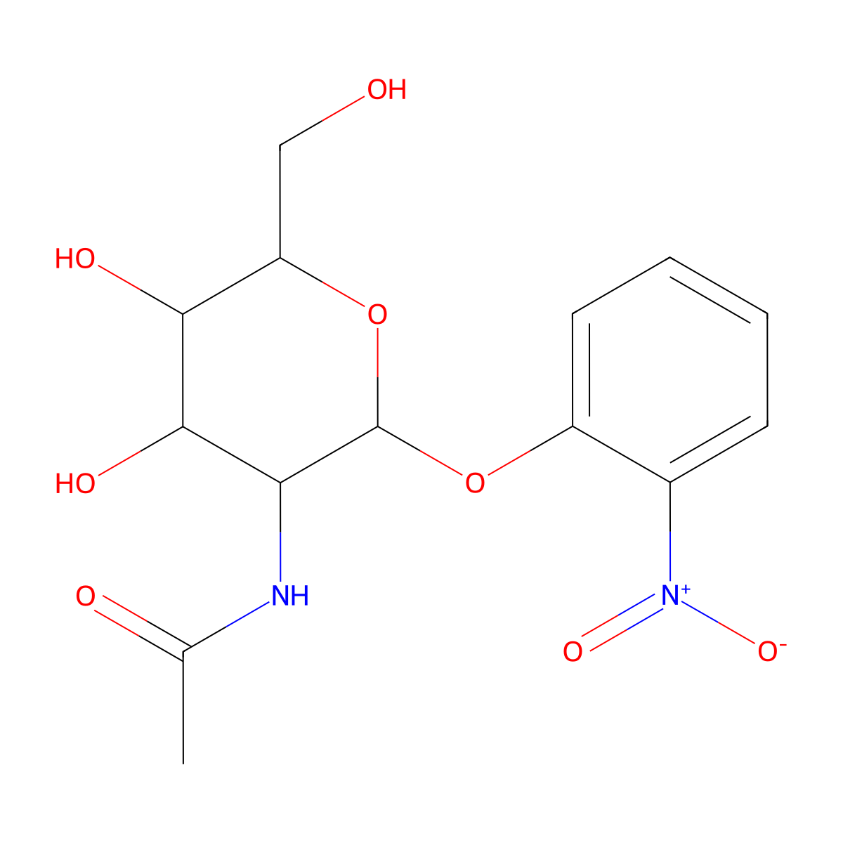 2-Nitrophenyl 2-acetamido-2-deoxy-beta-D-glucopyranoside molecular structure, CAS 13264-92-1
