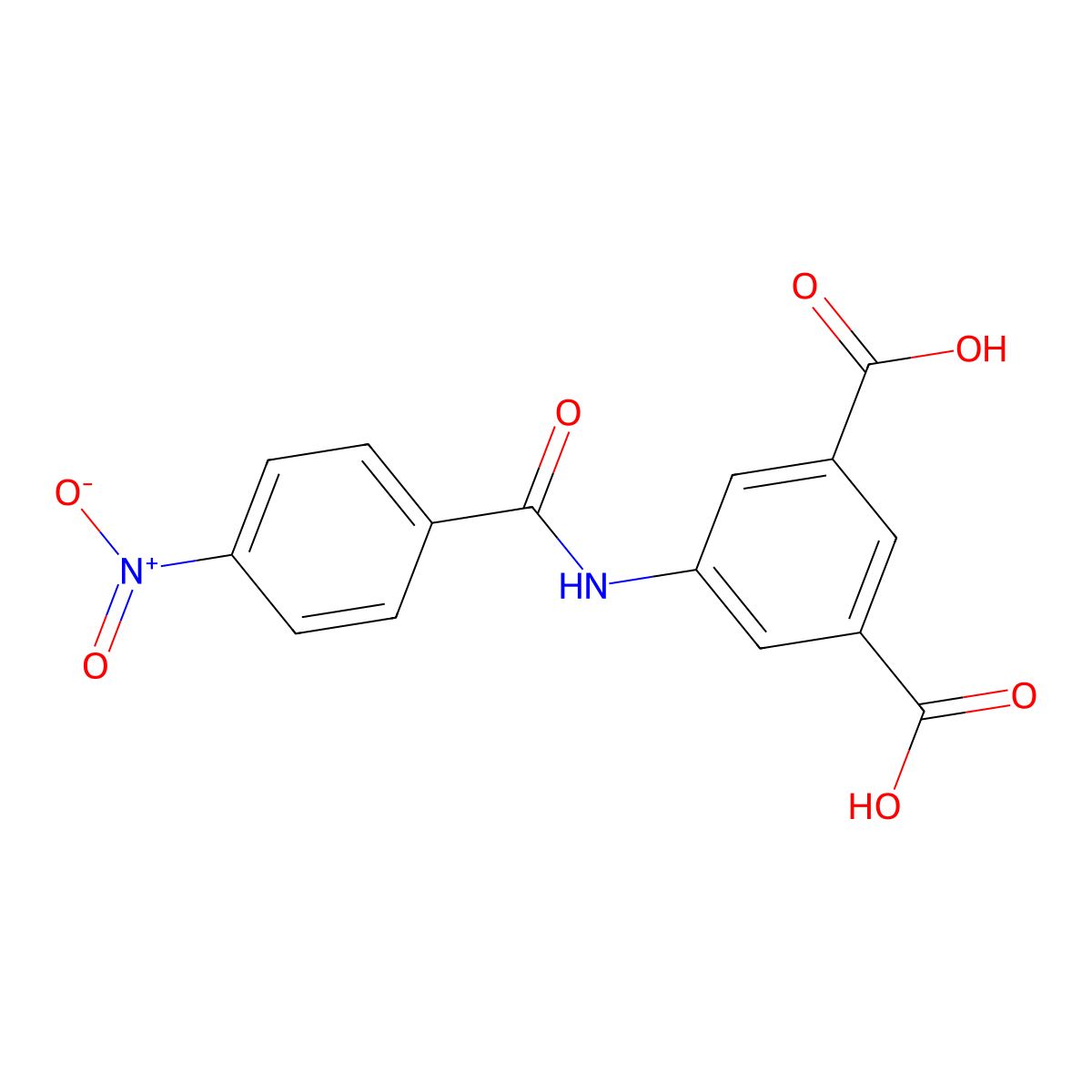 1,3-Benzenedicarboxylic acid, 5-[(4-nitrobenzoyl)amino]- molecular structure, CAS 132640-12-1