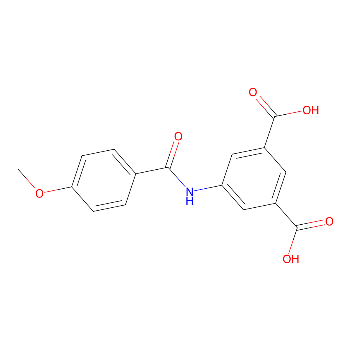 5-[(4-Methoxyphenyl)carbonylamino]benzene-1,3-dicarboxylic acid molecular structure, CAS 132640-15-4