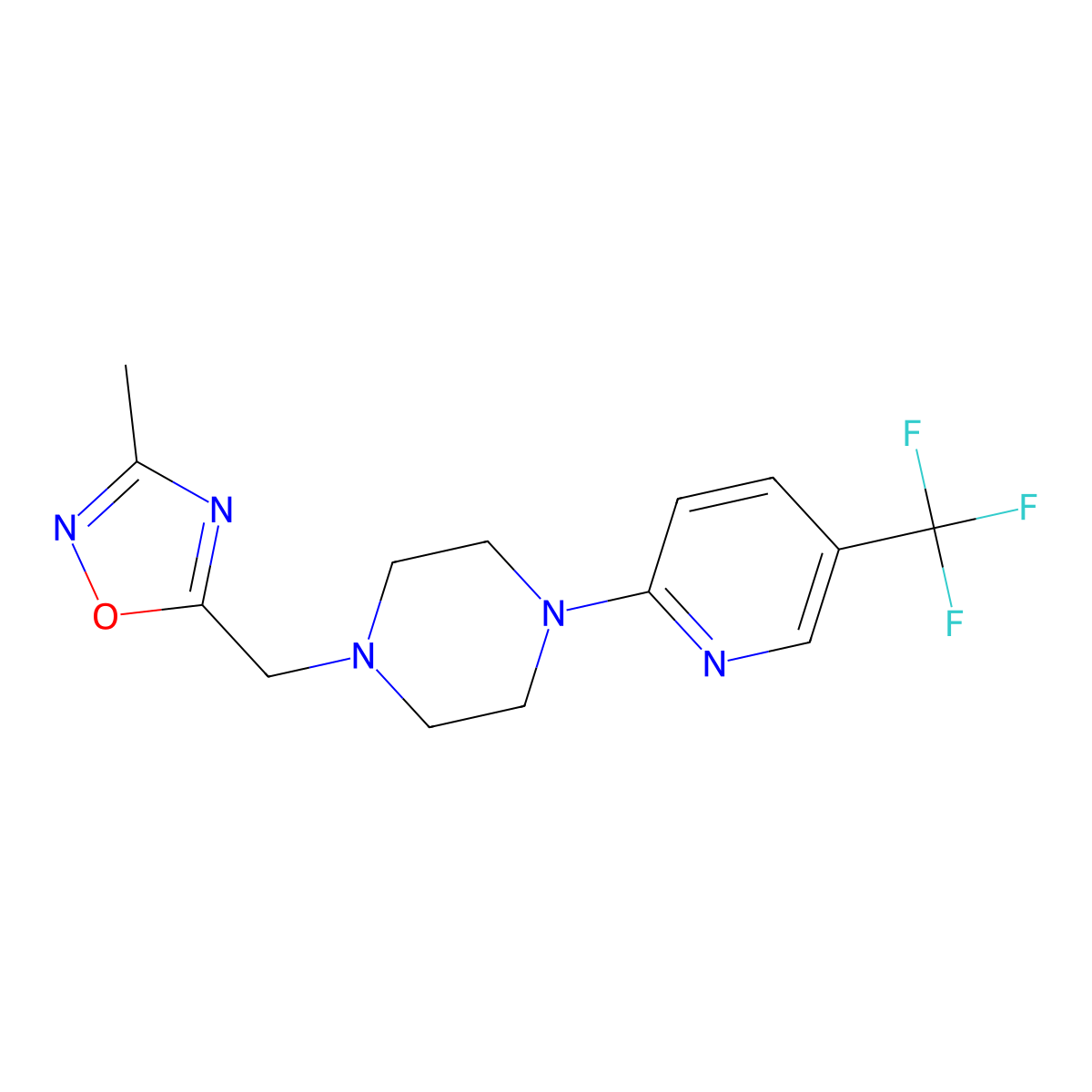 1-[(3-Methyl-1,2,4-oxadiazol-5-yl)methyl]-4-[5-(trifluoromethyl)pyridin-2-yl]piperazine molecular structure, CAS 1326475-76-6