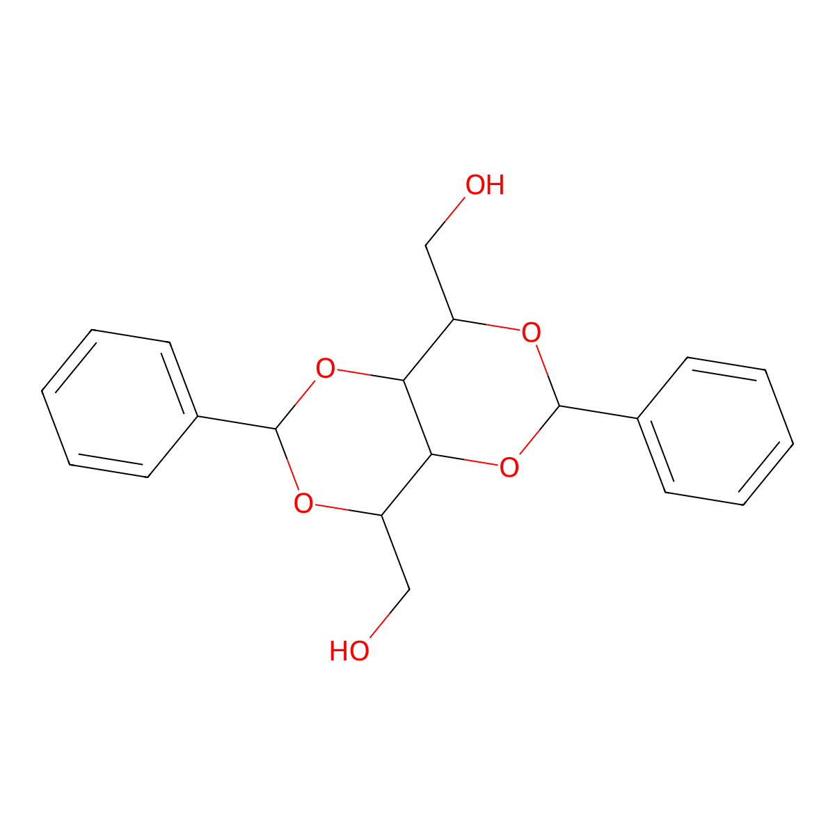 Benzylidene iditol molecular structure, CAS 13265-76-4