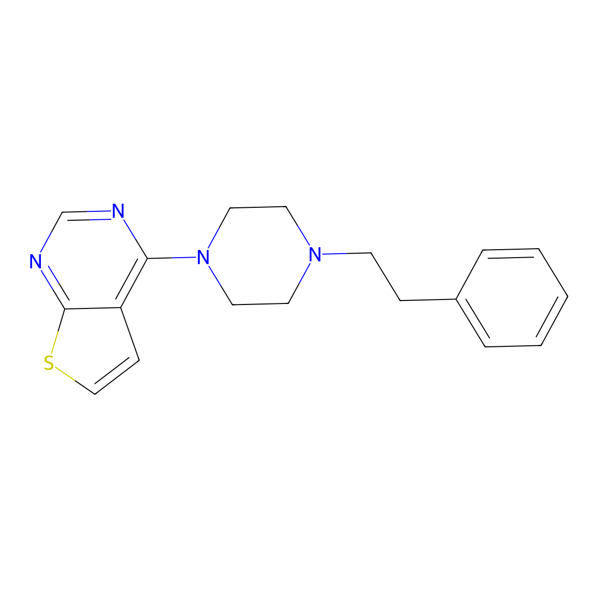 1-(2-Phenylethyl)-4-{thieno[2,3-d]pyrimidin-4-yl}piperazine molecular structure, CAS 1326515-97-2