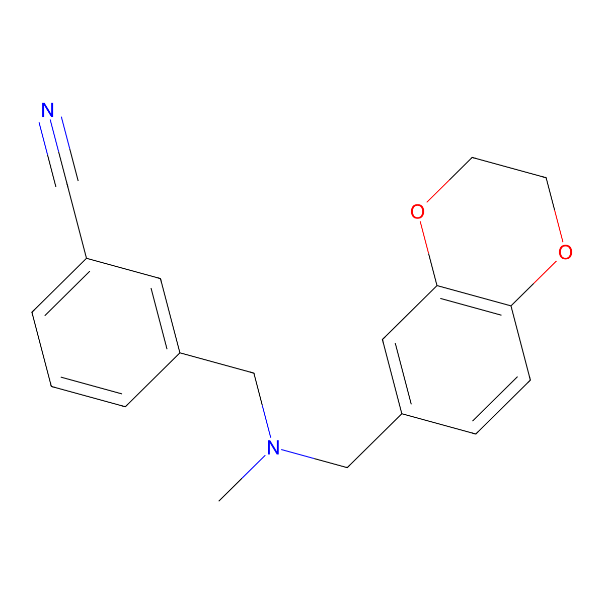 3-({[(2,3-Dihydro-1,4-benzodioxin-6-yl)methyl](methyl)amino}methyl)benzonitrile molecular structure, CAS 1326520-23-3