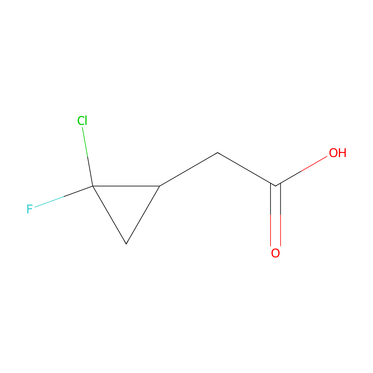 2-(2-Chloro-2-fluorocyclopropyl)acetic acid molecular structure, CAS 132656-23-6