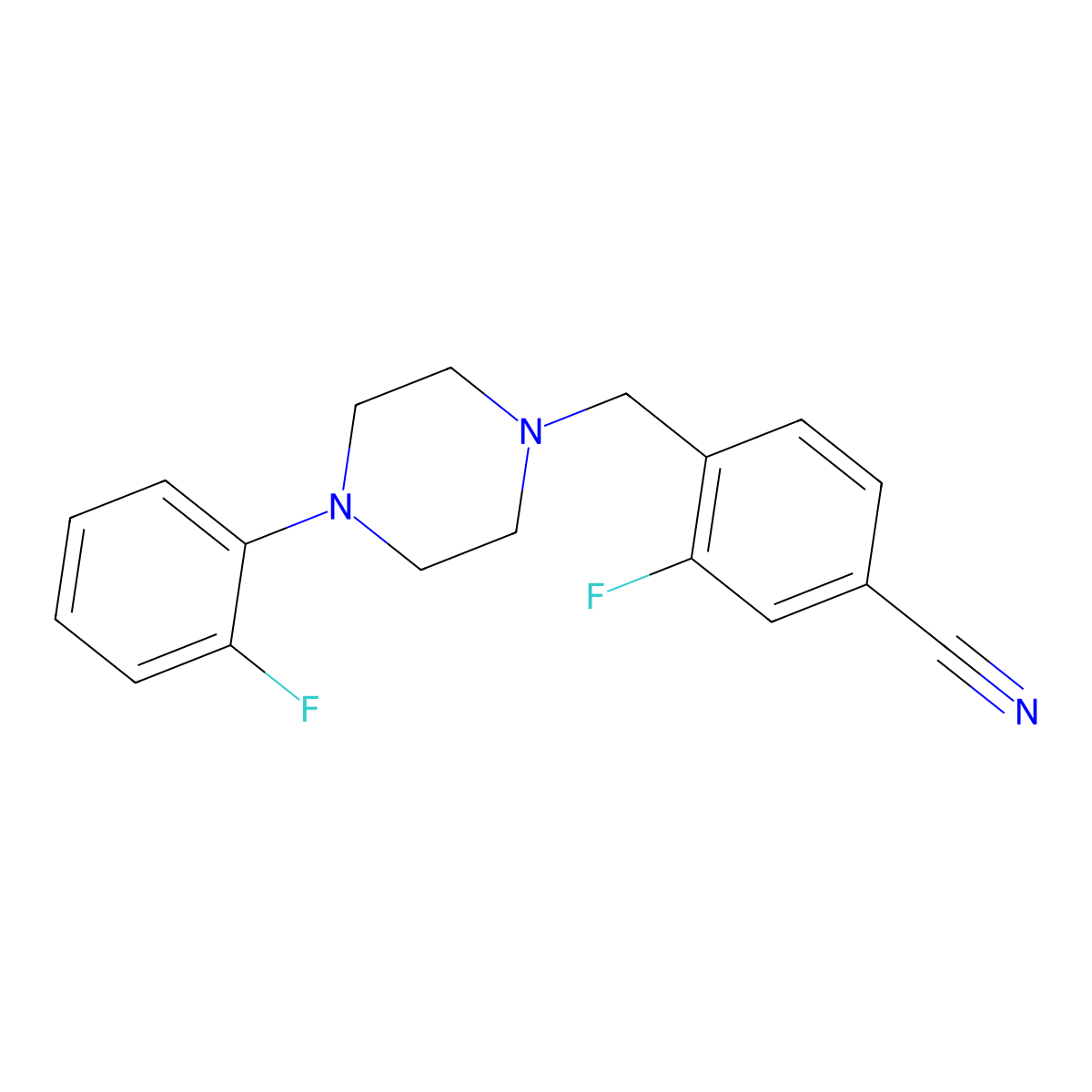 3-Fluoro-4-{[4-(2-fluorophenyl)piperazin-1-yl]methyl}benzonitrile molecular structure, CAS 1326571-22-5