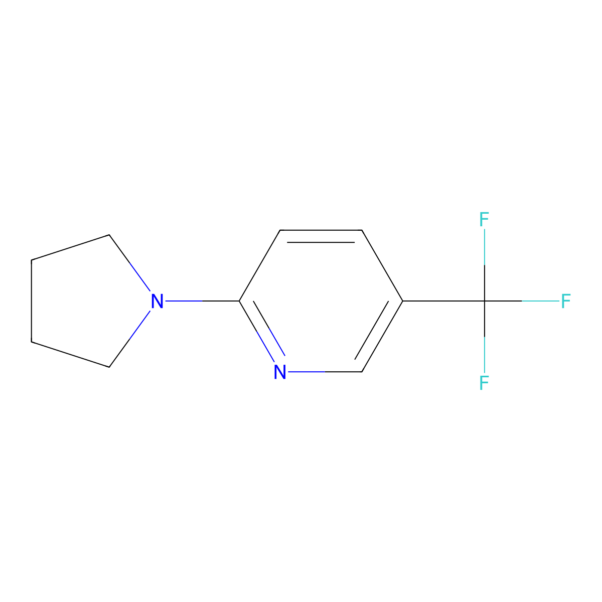 2-(Pyrrolidin-1-yl)-5-(trifluoromethyl)pyridine molecular structure, CAS 132664-23-4