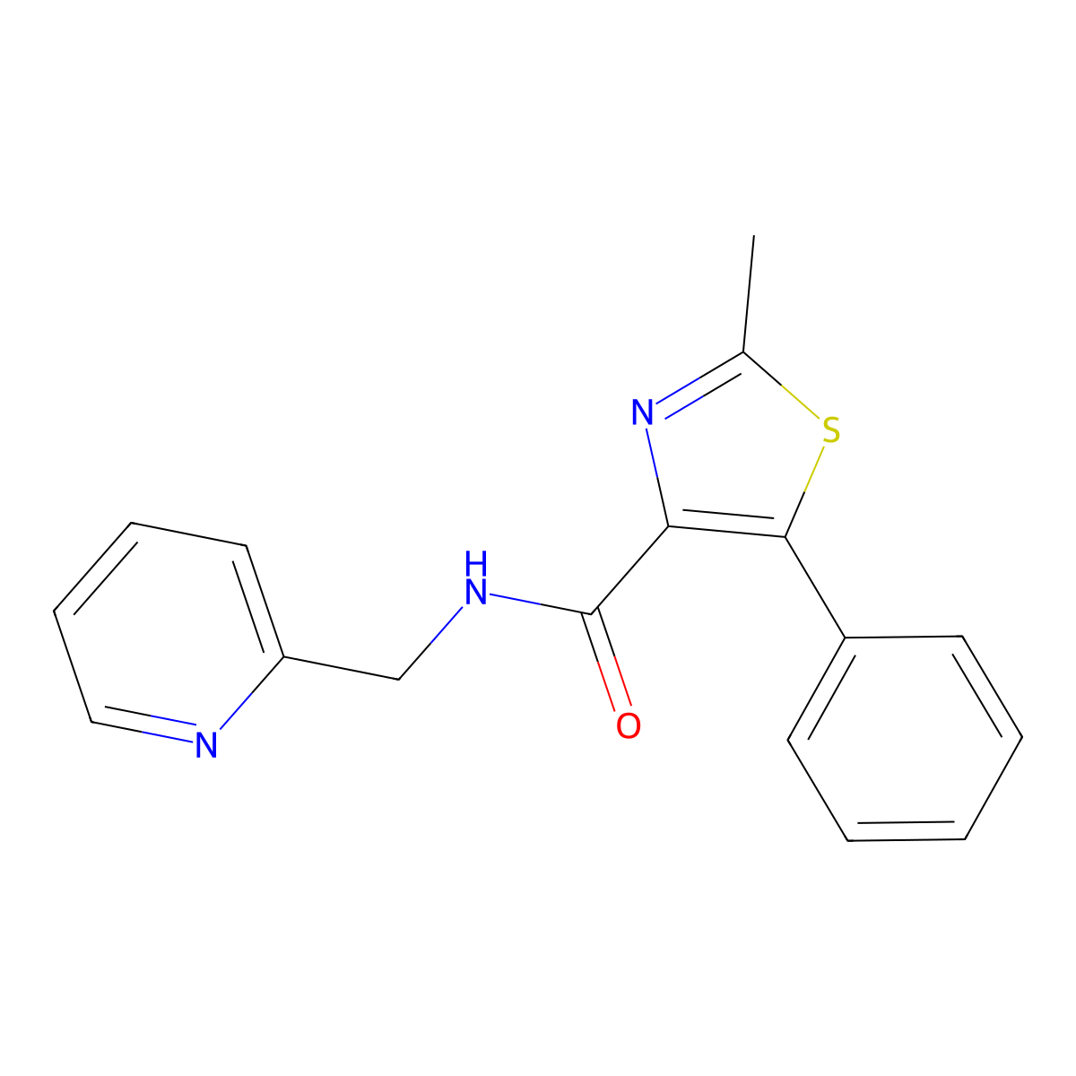 2-methyl-5-phenyl-N-(2-pyridylmethyl)-1,3-thiazole-4-carboxamide molecular structure, CAS 1326661-02-2