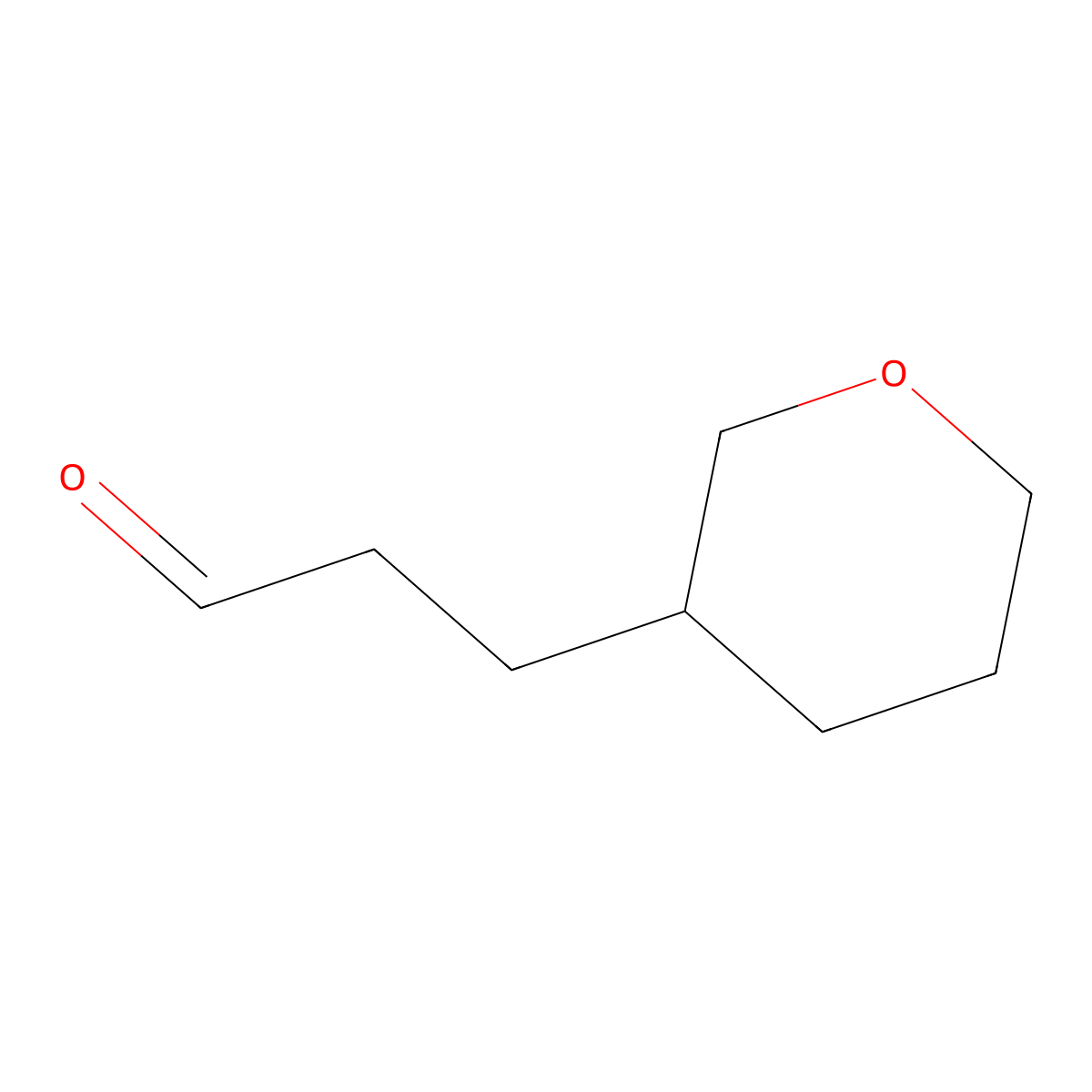 Tetrahydro-2H-pyran-3-propanal molecular structure, CAS 132667-22-2