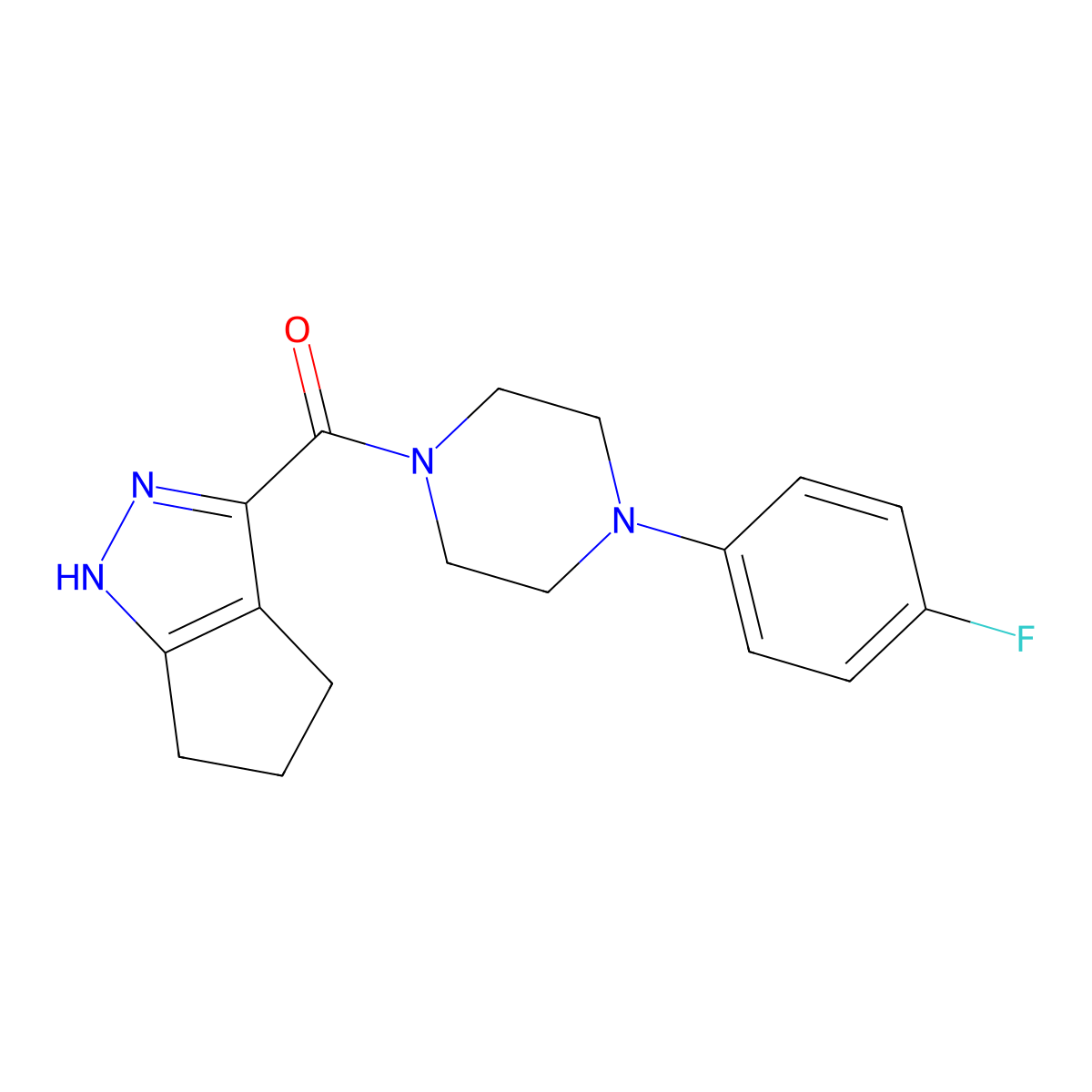 [4-(4-Fluorophenyl)piperazin-1-yl](2,4,5,6-tetrahydrocyclopenta[c]pyrazol-3-yl)methanone molecular structure, CAS 1326692-21-0