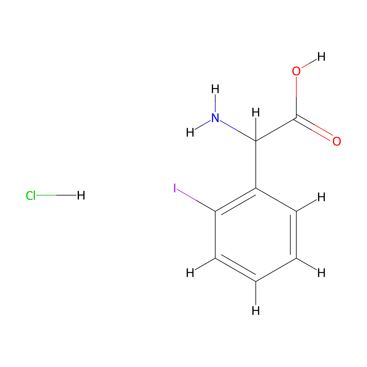 2-Amino-2-(2-iodophenyl)acetic acid hydrochloride molecular structure, CAS 1326706-98-2