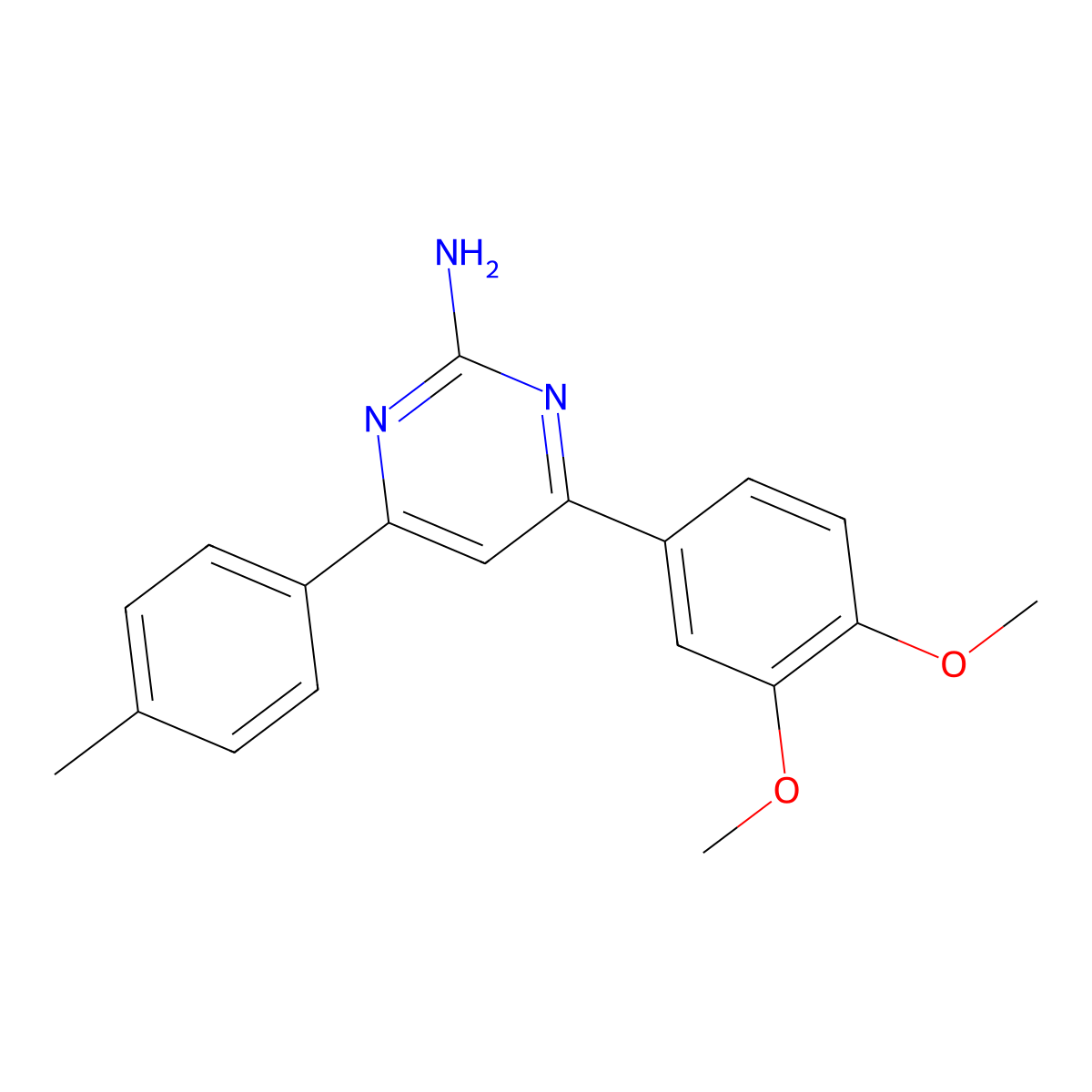 4-(3,4-Dimethoxyphenyl)-6-(4-methylphenyl)pyrimidin-2-amine molecular structure, CAS 1326708-37-5