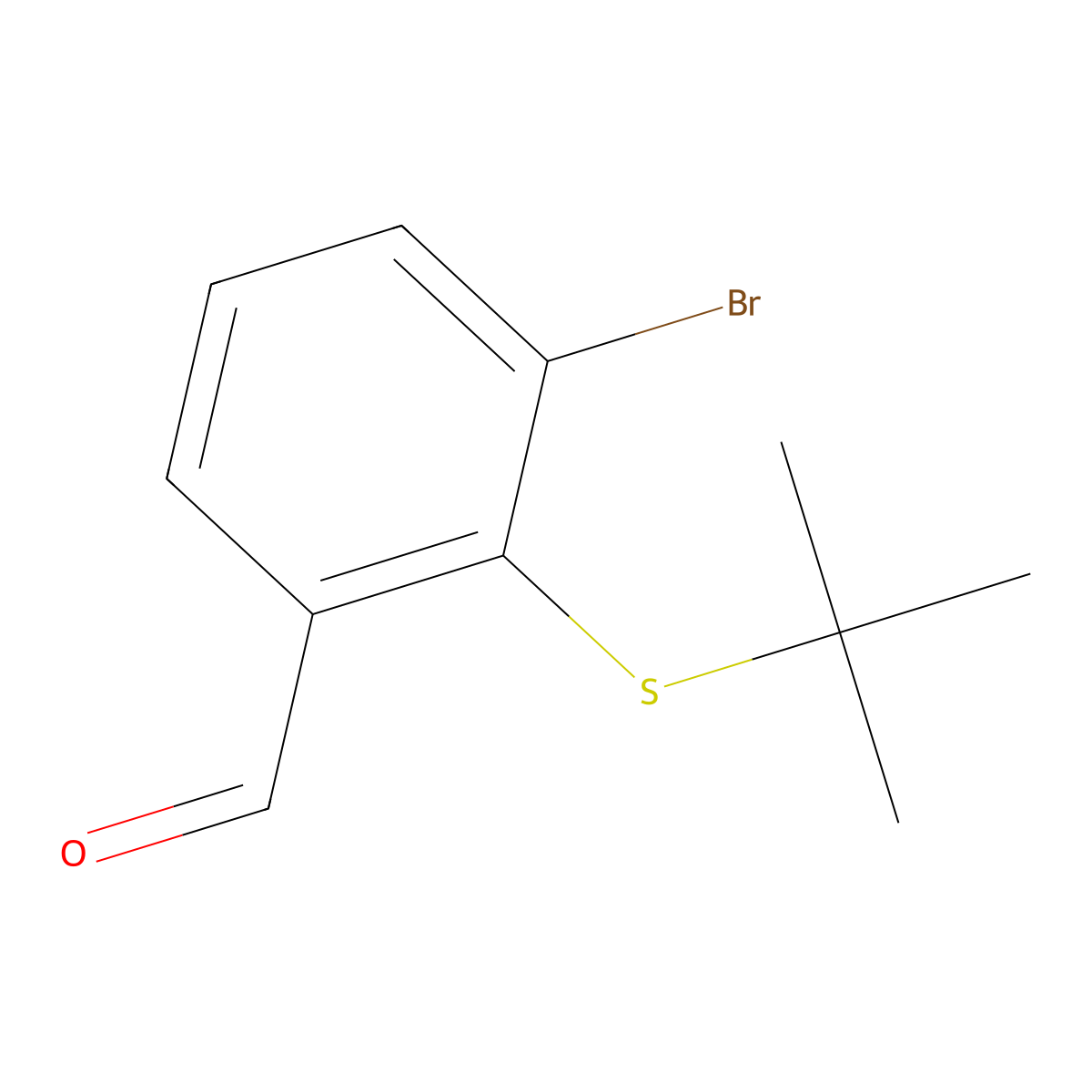 3-Bromo-2-(tert-butylthio)benzaldehyde molecular structure, CAS 1326713-90-9