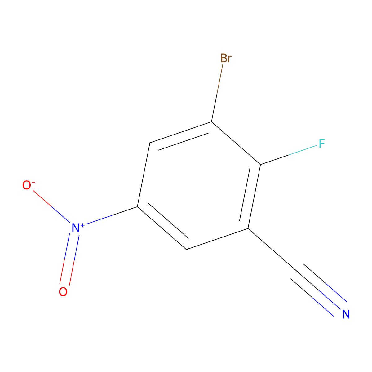 3-Bromo-2-fluoro-5-nitrobenzonitrile molecular structure, CAS 1326714-50-4