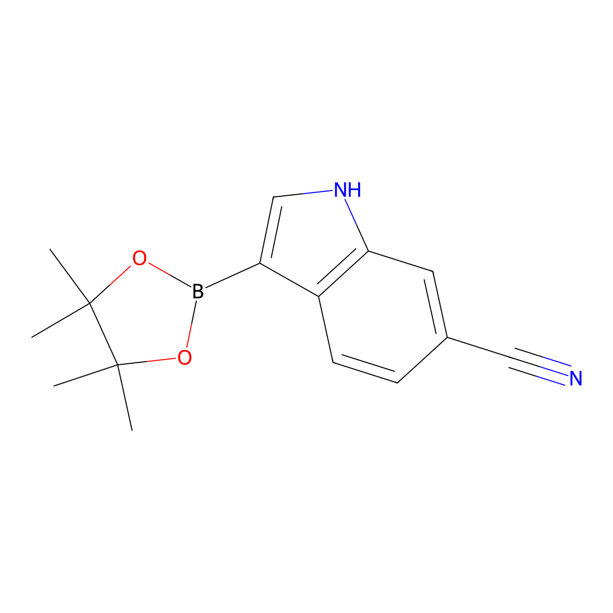3-(4,4,5,5-Tetramethyl-1,3,2-dioxaborolan-2-YL)-1H-indole-6-carbonitrile molecular structure, CAS 1326714-81-1