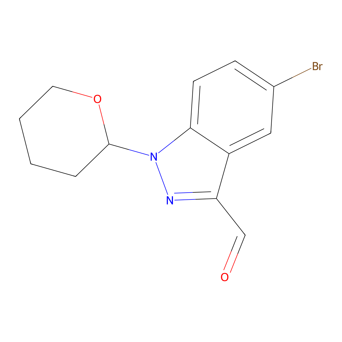 5-bromo-1-(tetrahydro-2H-pyran-2-yl)-1H-indazole-3-carbaldehyde molecular structure, CAS 1326714-85-5