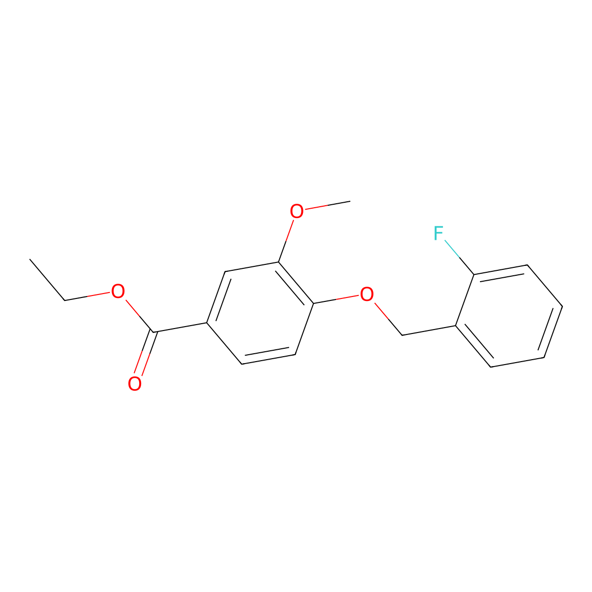 Ethyl 4-((2-fluorobenzyl)oxy)-3-methoxybenzoate molecular structure, CAS 1326730-10-2