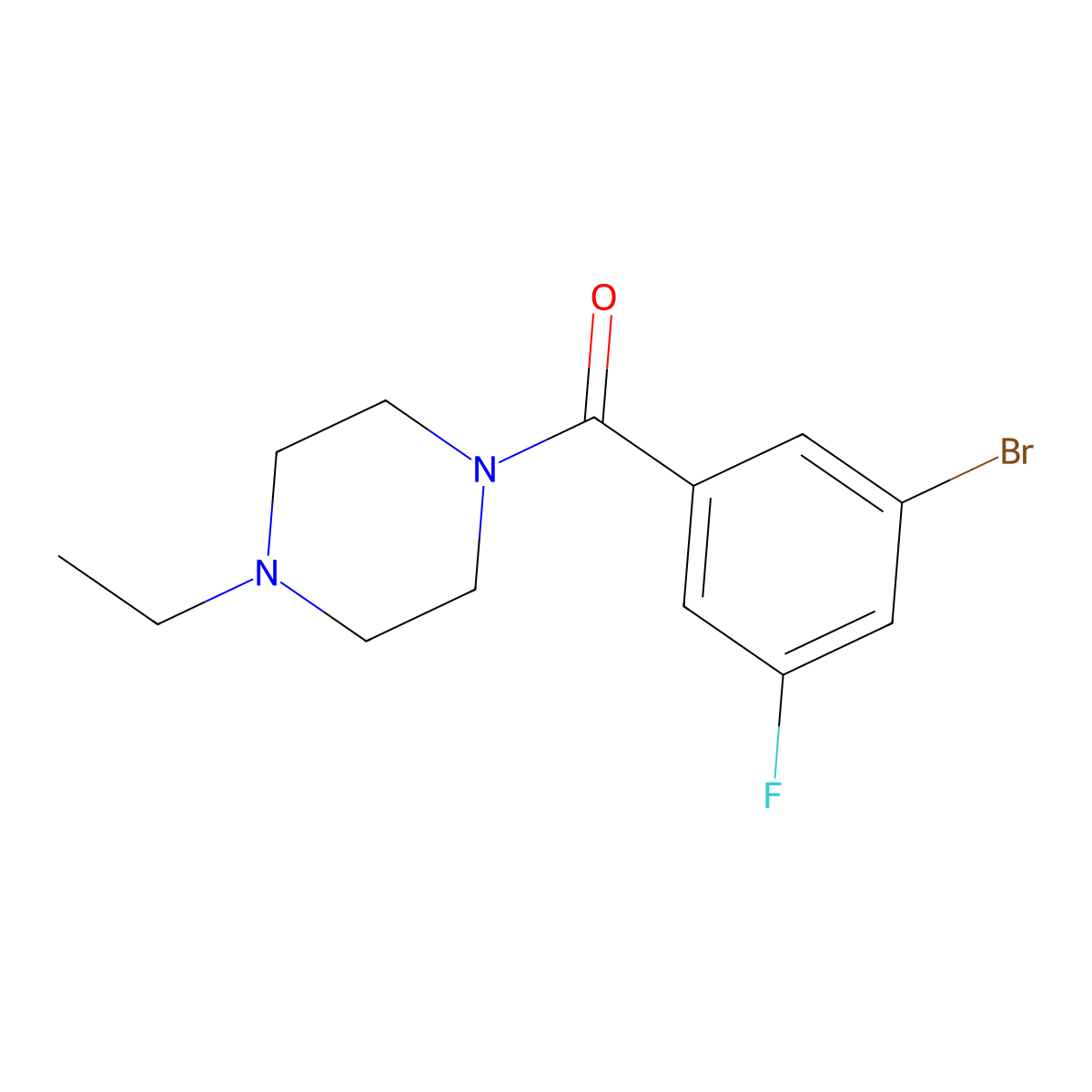 (3-Bromo-5-fluorophenyl)(4-ethyl-1-piperazinyl)methanone molecular structure, CAS 1326769-25-8